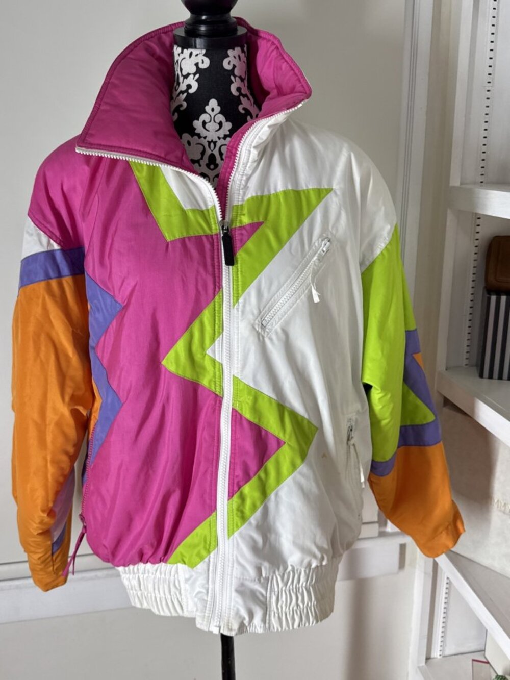Vintage Unisex Vtg 80s Mistral Colorblock Neon Colors Ski Jacket Large 52 Chest